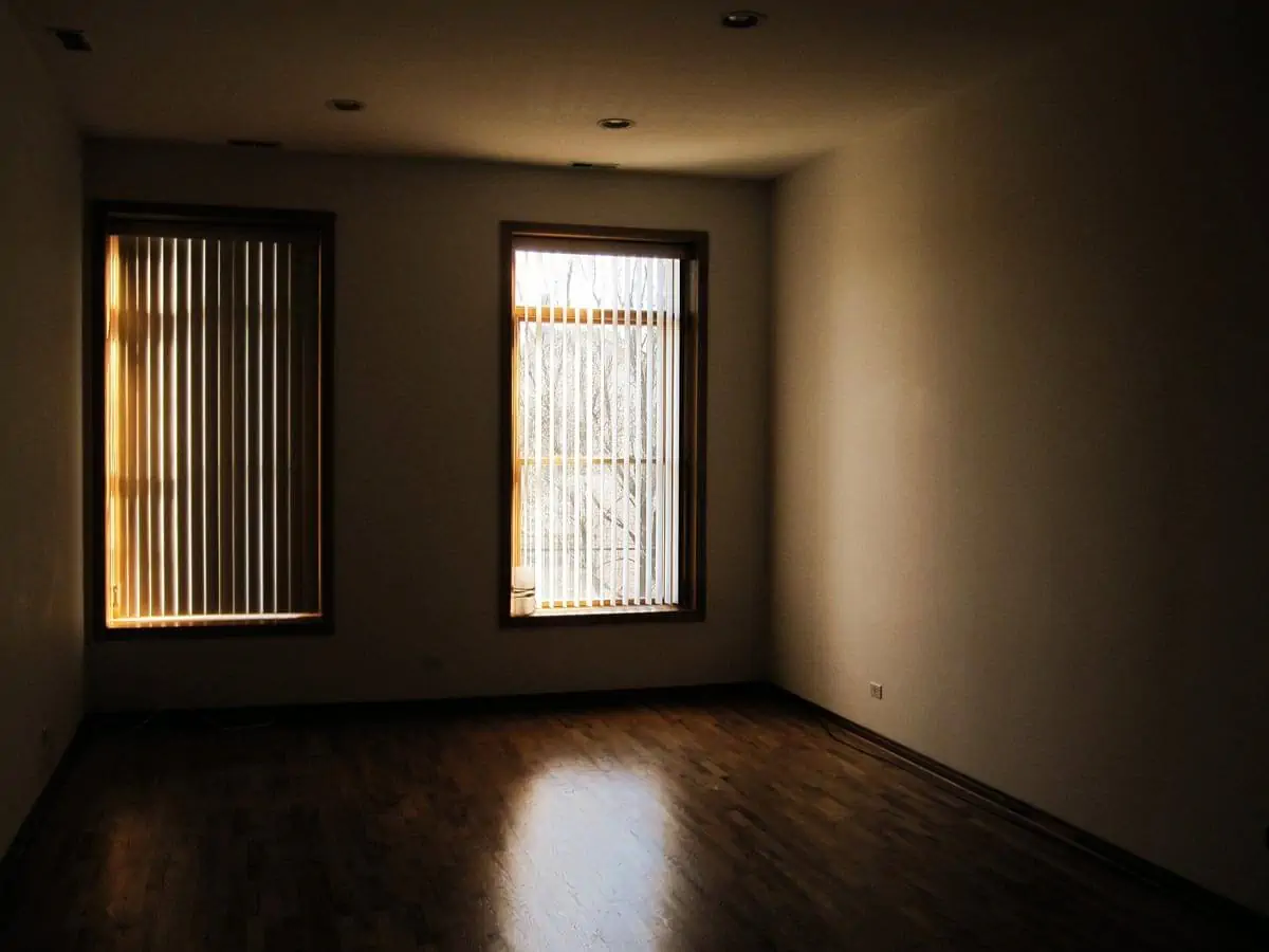 empty room with glass windows