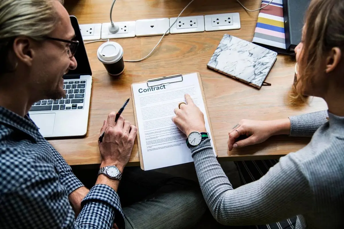 Business people discussing a contract