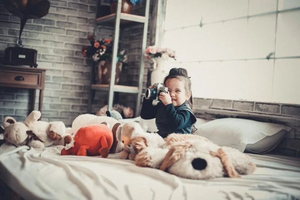 girl playing with the camera