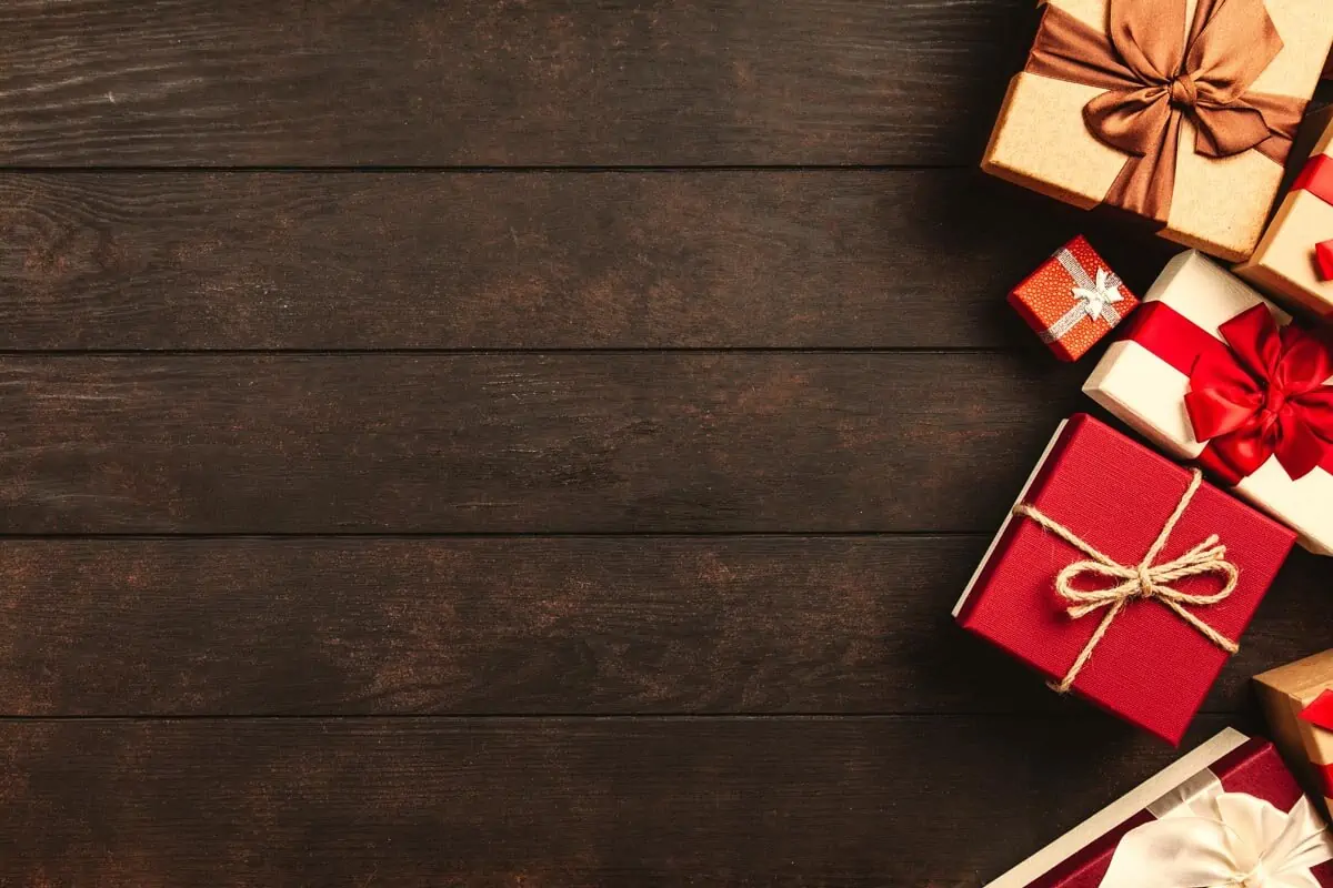 Red, White, and Brown Gift Boxes