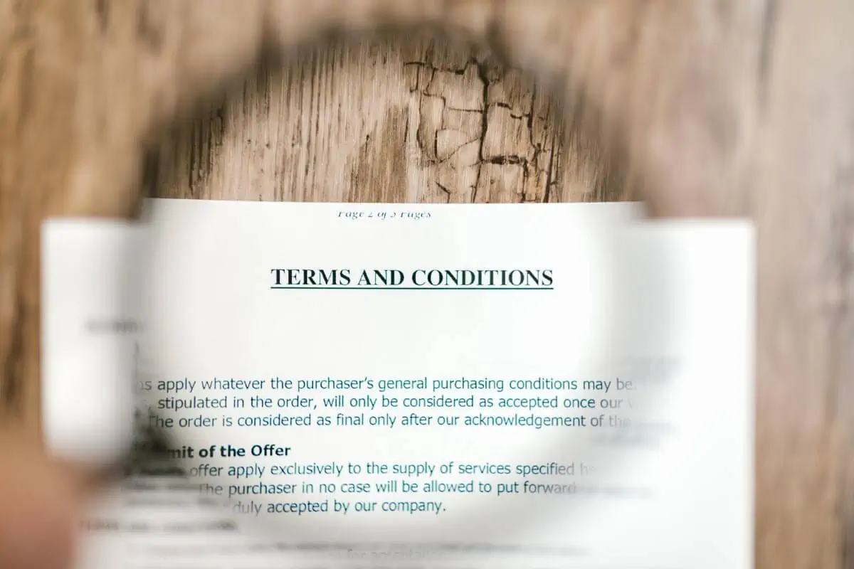 Photo of Terms and Conditions Written on a Paper