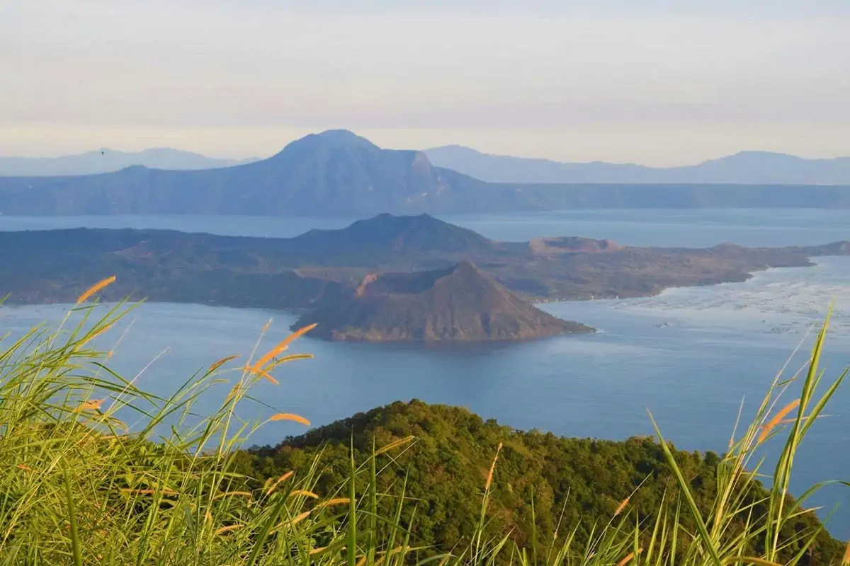 a view of a lake and mountains