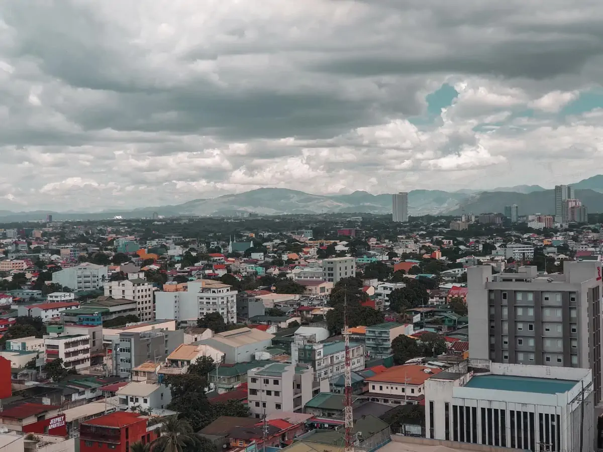 aerial view of city buildings under cloudy sky during daytime