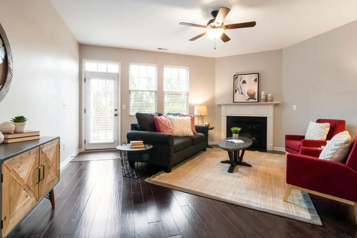 black and red sofa on a living room