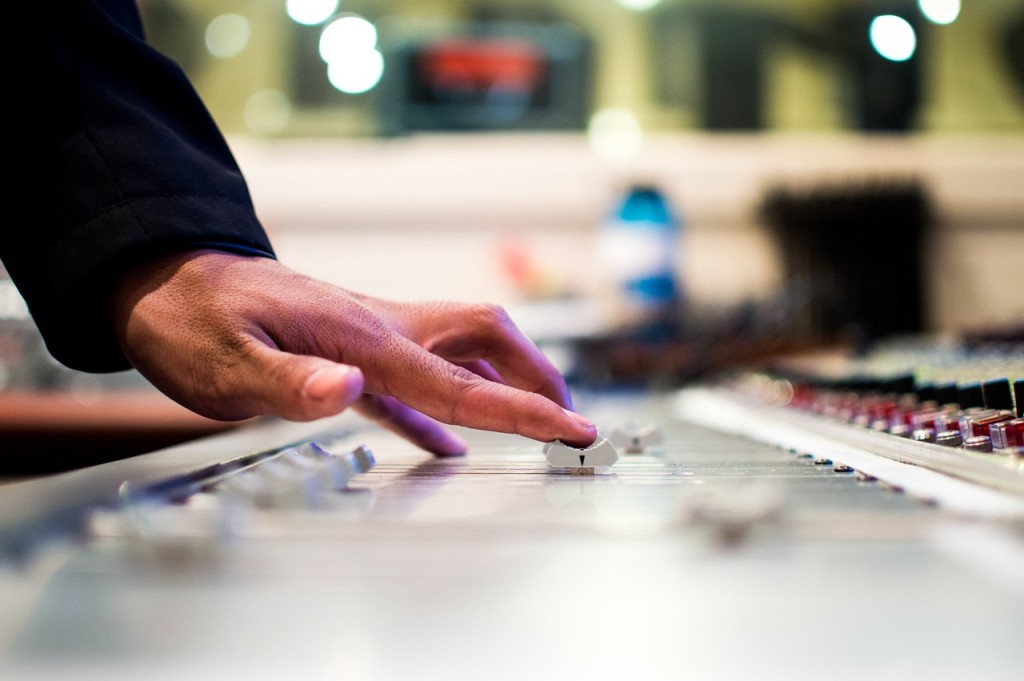 mixing audio desk