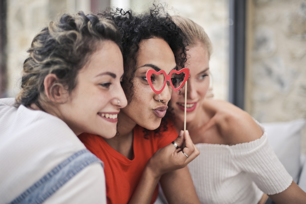 three girls posing