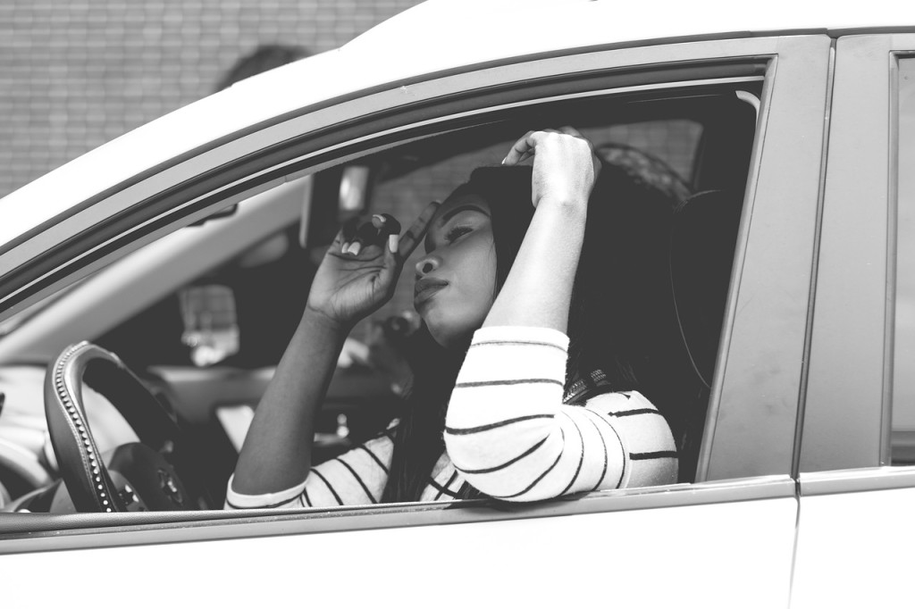 woman in car